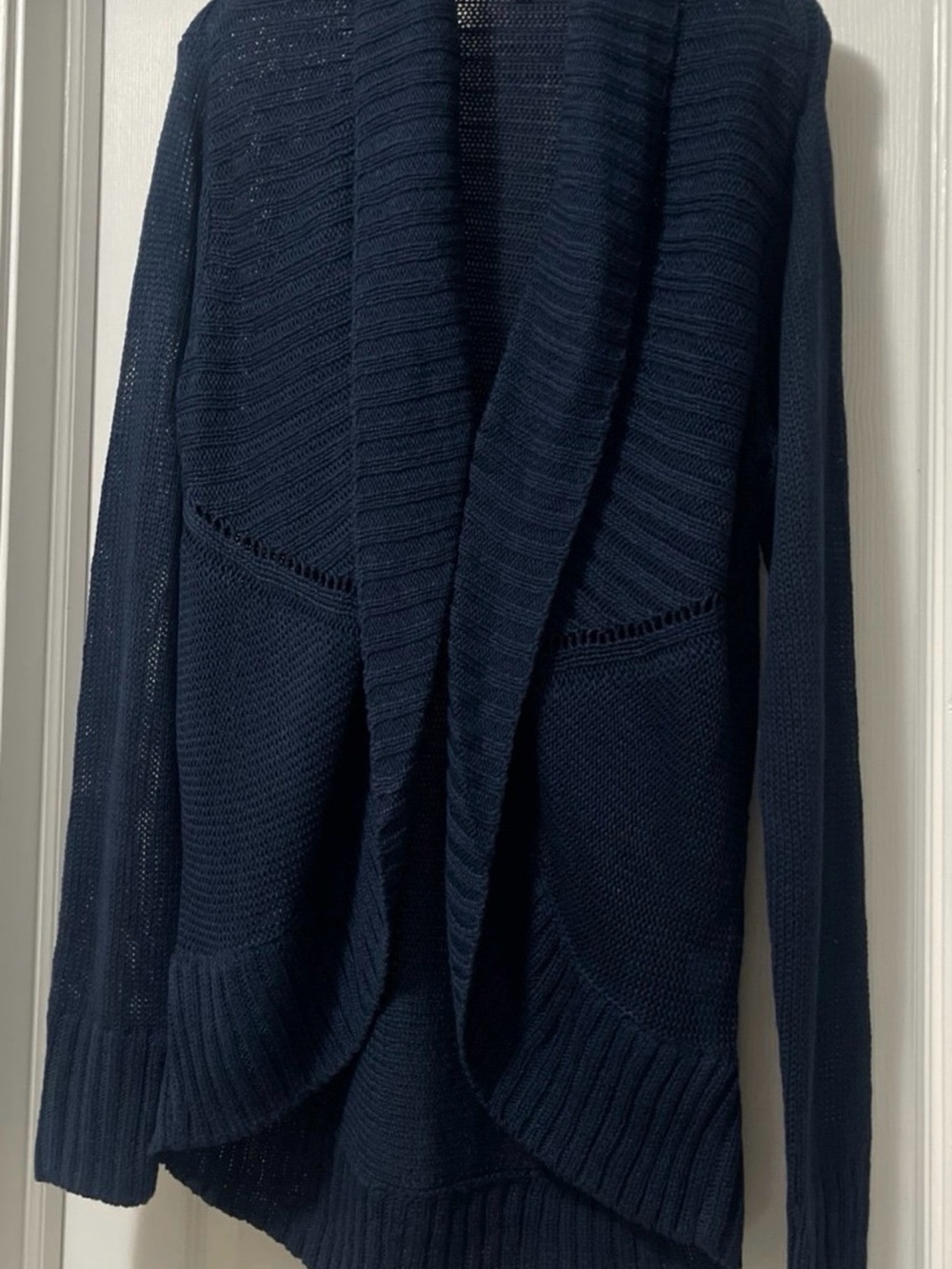 Lilly Pulitzer Meryl Shawl Sweater Cardigan Women’s Large  Knit Navy Blue
